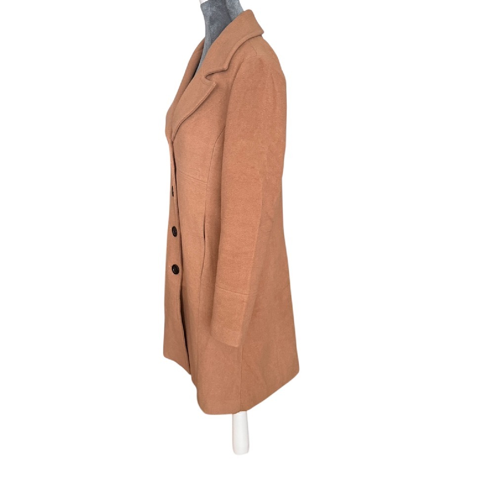 BGSD Wool Blend Coat Classic Button Front Tan Coat Jacket Size S - Picture 3 of 7